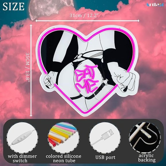 Anime Hentai Eat Me Heart Led Sign - Picture 2 of 5